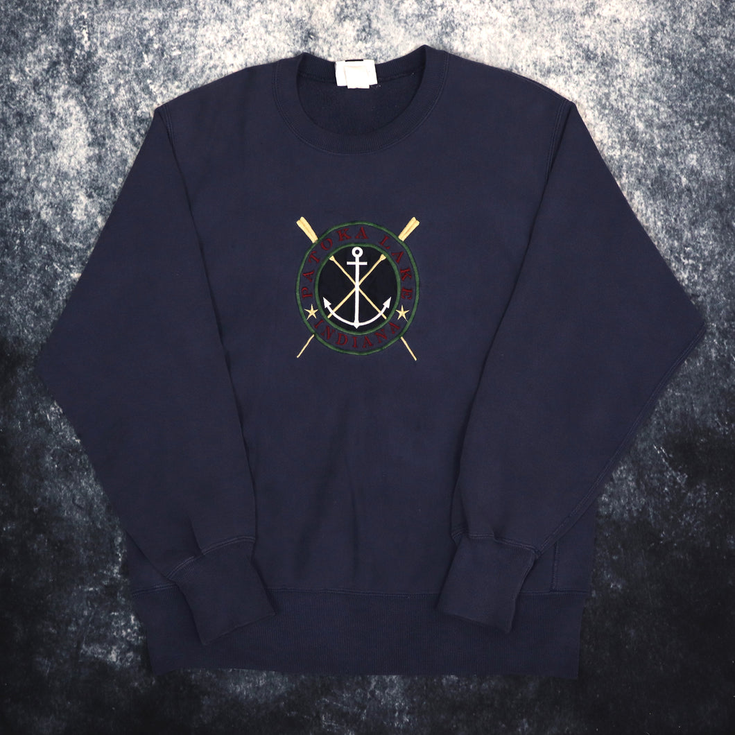 Vintage Navy Patoka Lake Indiana Heavyweight Sweatshirt | Large