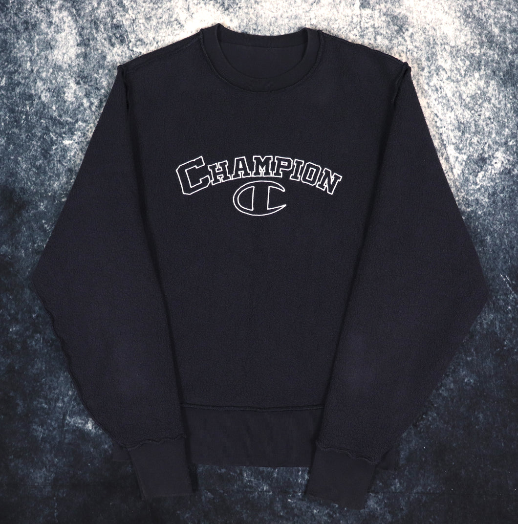 Vintage Navy Reversible Champion Spell Out Sweatshirt | Small