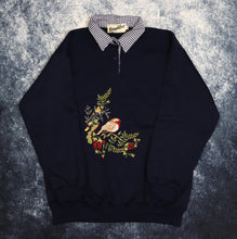 Load image into Gallery viewer, Vintage Navy Robin Collared Sweatshirt | Small
