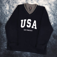 Load image into Gallery viewer, Vintage 90s Navy San Francisco USA V Neck Fleece Sweatshirt | Large
