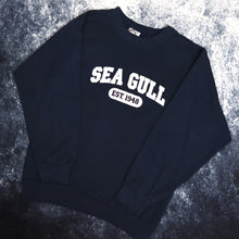 Load image into Gallery viewer, Vintage Navy Seagull Spell Out Sweatshirt | Small
