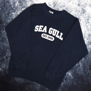 Vintage Navy Seagull Spell Out Sweatshirt | Small