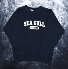 Load image into Gallery viewer, Vintage Navy Seagull Spell Out Sweatshirt | Small
