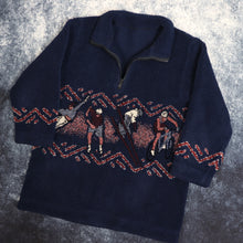 Load image into Gallery viewer, Vintage Navy Ski 1/4 Zip Sherpa Fleece Sweatshirt | Medium
