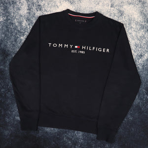 Vintage Navy Tommy Hilfiger Spell Out Sweatshirt | Medium