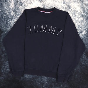 Vintage Navy Tommy Hilfiger Spell Out Sweatshirt | Small