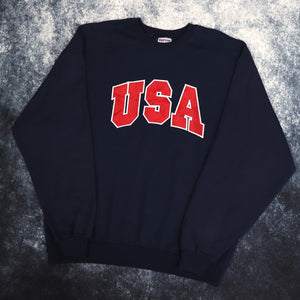 Vintage Navy USA Spell Out Sweatshirt | Large