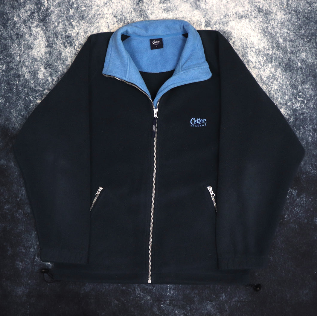 Vintage Navy & Baby Blue Cotton Traders Fleece Jacket | Small