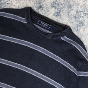 Vintage Navy & Baby Blue Striped Jumper