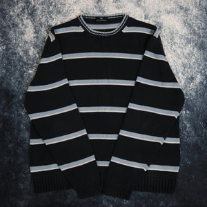 Vintage Navy & Baby Blue Striped Jumper