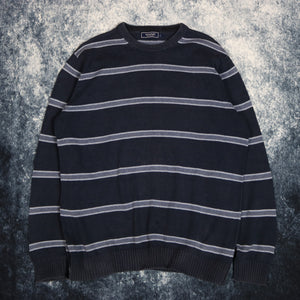 Vintage Navy & Baby Blue Striped Jumper