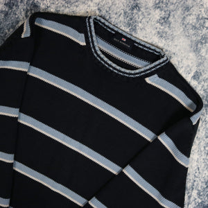 Vintage Navy & Baby Blue Striped Jumper