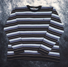 Load image into Gallery viewer, Vintage Navy, Baby Blue &amp; Grey Striped Wolsey Jumper | XL
