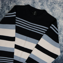Load image into Gallery viewer, Vintage Navy, Baby Blue &amp; White Striped Jumper
