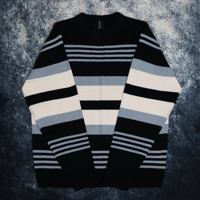 Vintage Navy, Baby Blue & White Striped Jumper
