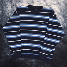 Load image into Gallery viewer, Vintage Navy, Baby Blue &amp; White Striped Fred Perry Sweatshirt | XL
