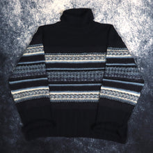 Load image into Gallery viewer, Vintage Navy, Baby Blue &amp; White Striped Turtle Neck Jumper | Medium
