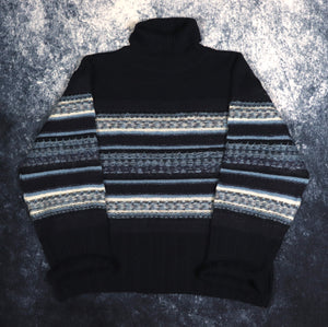 Vintage Navy, Baby Blue & White Striped Turtle Neck Jumper | Medium