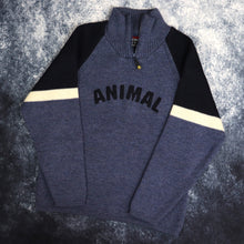 Load image into Gallery viewer, Vintage Navy &amp; Beige Animal 1/4 Zip Jumper | Small
