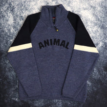 Load image into Gallery viewer, Vintage Navy &amp; Beige Animal 1/4 Zip Jumper | Small
