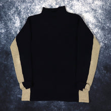 Load image into Gallery viewer, Vintage Navy &amp; Beige High Neck Fleece Jumper | Medium
