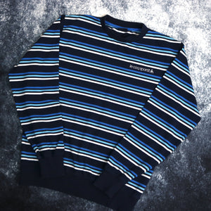 Vintage Navy, Blue & White Striped Le Coq Sportif Sweatshirt