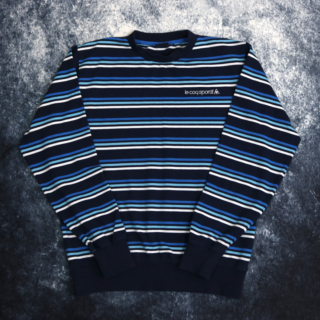 Vintage Navy, Blue & White Striped Le Coq Sportif Sweatshirt