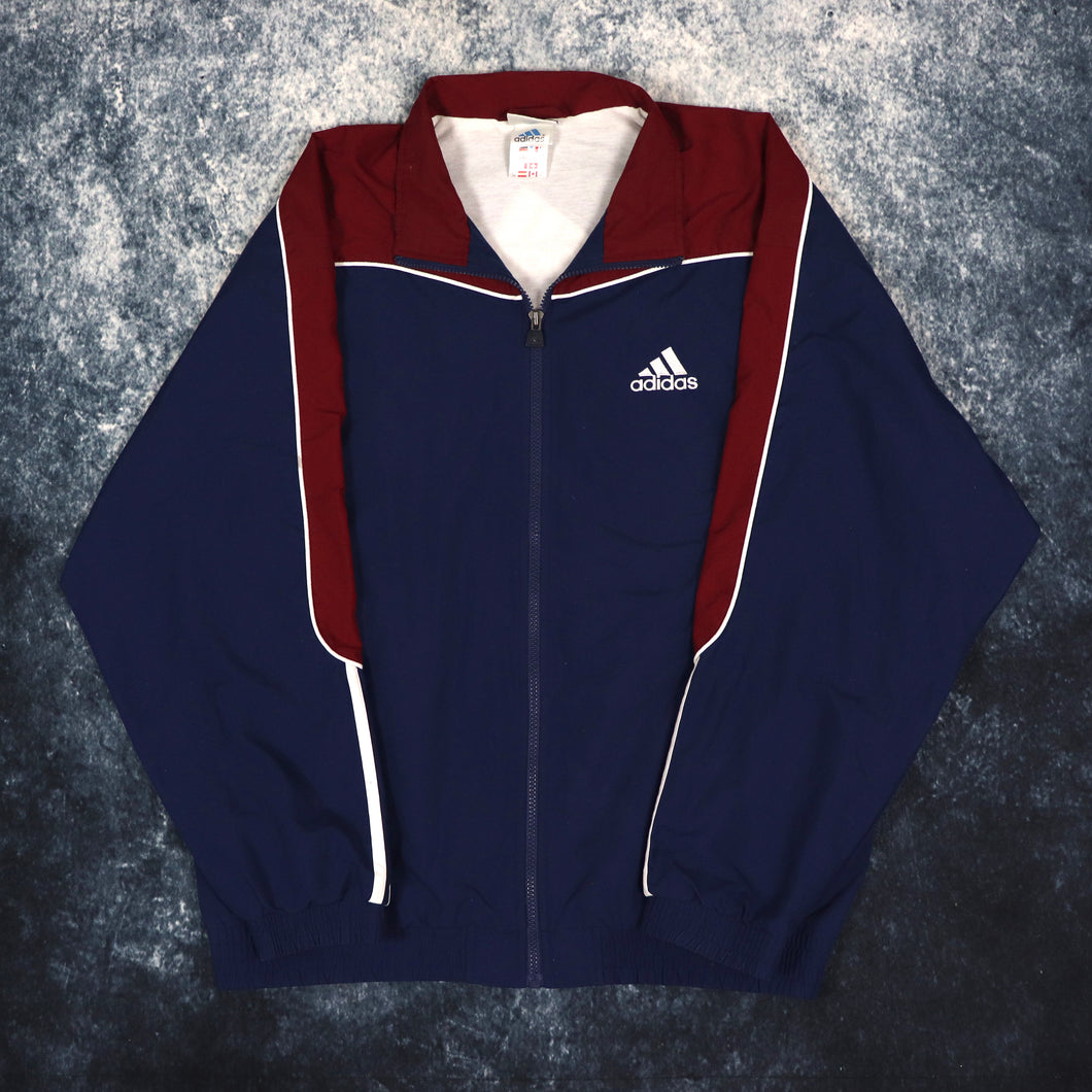 Vintage Navy & Burgundy Adidas Windbreaker Jacket | XL