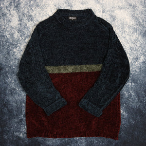 Vintage Navy & Burgundy Colour Block Jumper