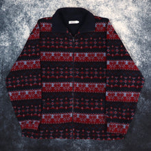 Load image into Gallery viewer, Vintage 90s Navy &amp; Burgundy Fair Isle Fleece Jacket | XXL
