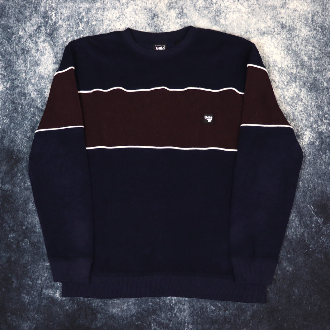 Vintage Navy & Burgundy Gola Towelling Sweatshirt | Large