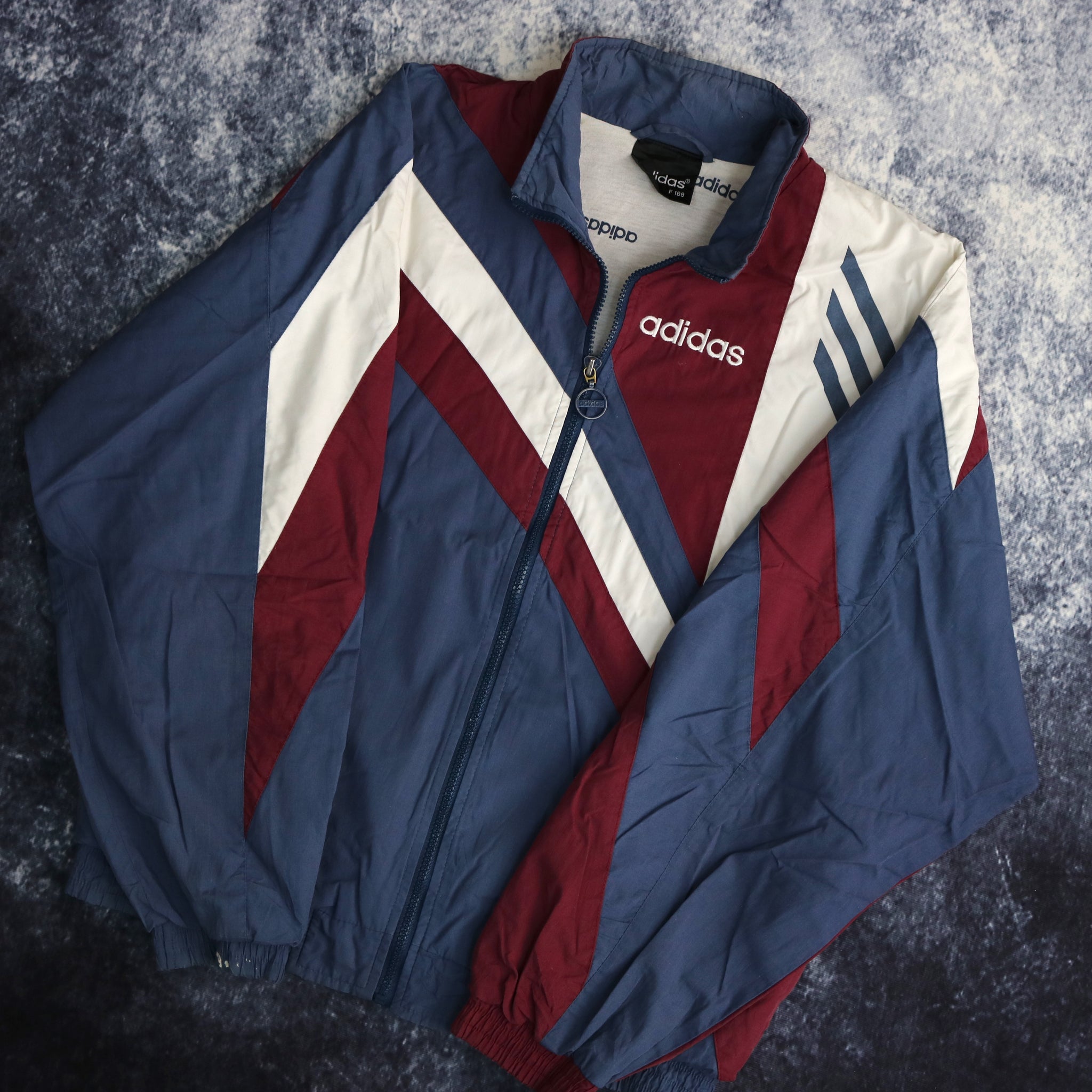 Burgundy and white windbreaker outlet