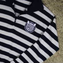 Load image into Gallery viewer, Vintage Navy &amp; Cream Striped 1/4 Zip Jumper
