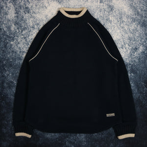 Vintage Navy & Cream Turtle Neck Sweatshirt