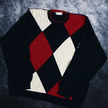 Load image into Gallery viewer, Vintage Navy, Cream &amp; Red Argyle Golf Jumper | XL
