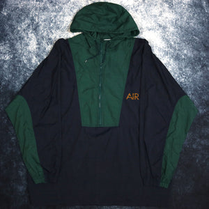 Vintage 90's Navy & Green Nike Air Half Zip Windbreaker Jacket | 5XL