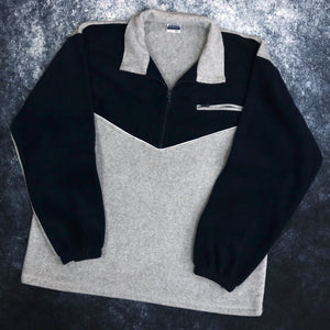 Vintage Navy & Grey Colour Block 1/4 Zip Fleece Sweatshirt