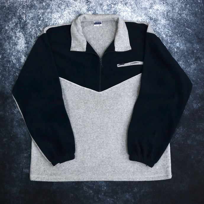 Vintage Navy & Grey Colour Block 1/4 Zip Fleece Sweatshirt