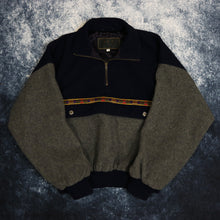 Load image into Gallery viewer, Vintage Navy &amp; Grey Colour Block Mountain Design 1/4 Zip Jumper
