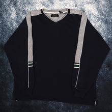 Load image into Gallery viewer, Vintage Navy &amp; Grey Croft And Barrow V Neck Sweatshirt | Large
