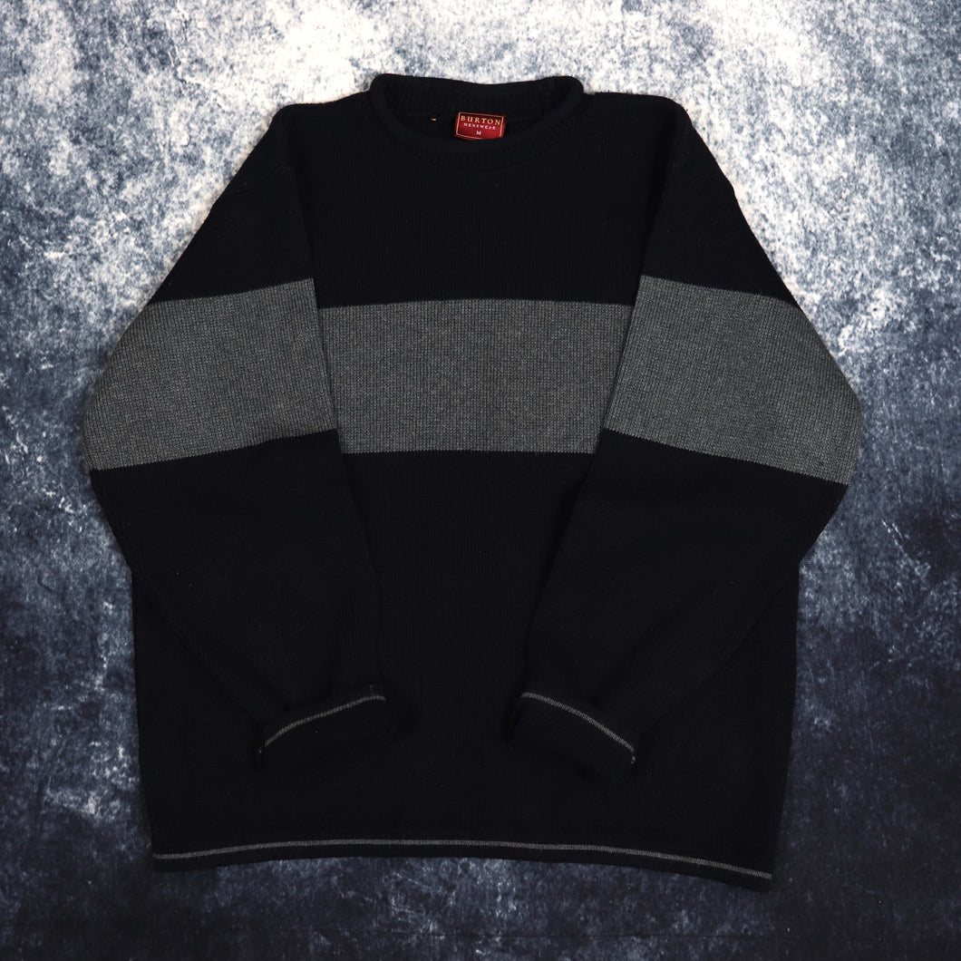 Vintage Navy & Grey High Neck Jumper | Small