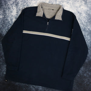 Vintage Navy & Grey Mauro Ferrini 1/4 Zip Fleece Sweatshirt
