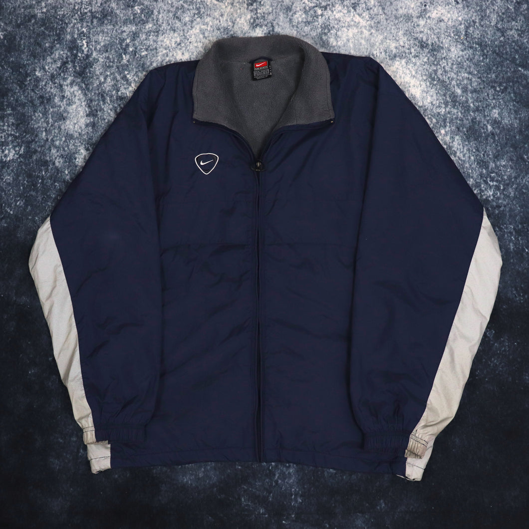 Vintage Navy & Grey Nike Fleece Lined Jacket | XL