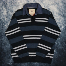 Load image into Gallery viewer, Vintage Navy &amp; Grey Striped Rugby Jumper
