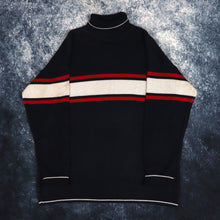Load image into Gallery viewer, Vintage 90s Navy, Oatmeal &amp; Red Striped Turtle Neck Jumper | Large
