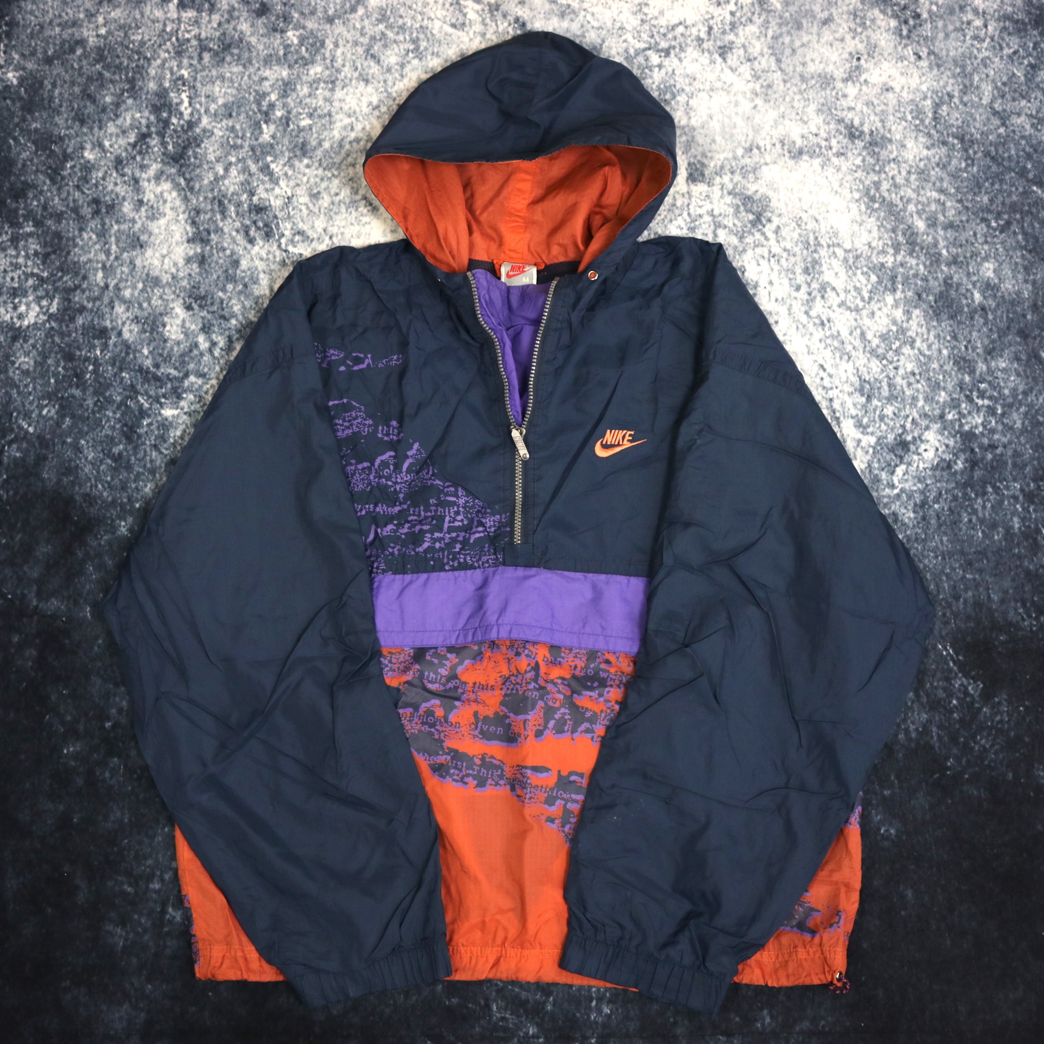 Vintage 90 Navy Orange Purple Nike 1 4 Zip Windbreaker Jacket Me ragkid