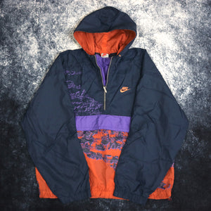 Vintage Navy, Orange & Purple Nike 1/4 Zip Windbreaker Jacket