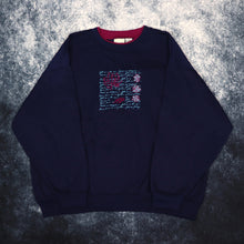 Load image into Gallery viewer, Vintage 90&#39;s Navy &amp; Purple Leaf Embroidered Sweatshirt | XL
