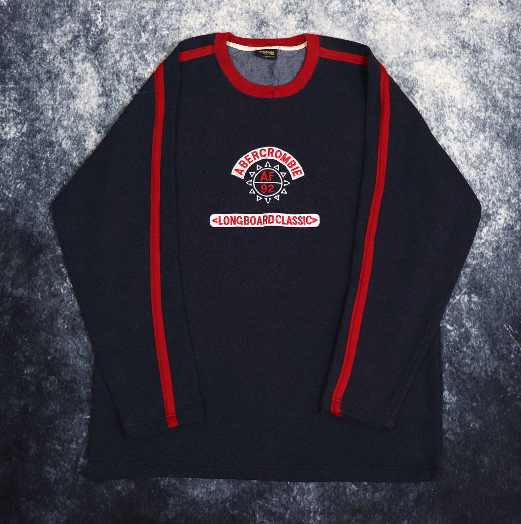 Vintage Navy & Red Abercrombie & Fitch Longboard Sweatshirt | Medium