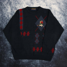 Load image into Gallery viewer, Vintage Navy &amp; Red Peter Gribby Diamond Jumper

